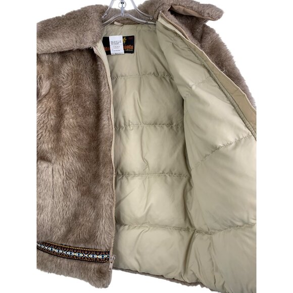 Vintage Hansa-Branta Stearns Ladies Small Faux Fur Jacket Embroider Trim Down - Picture 4 of 8